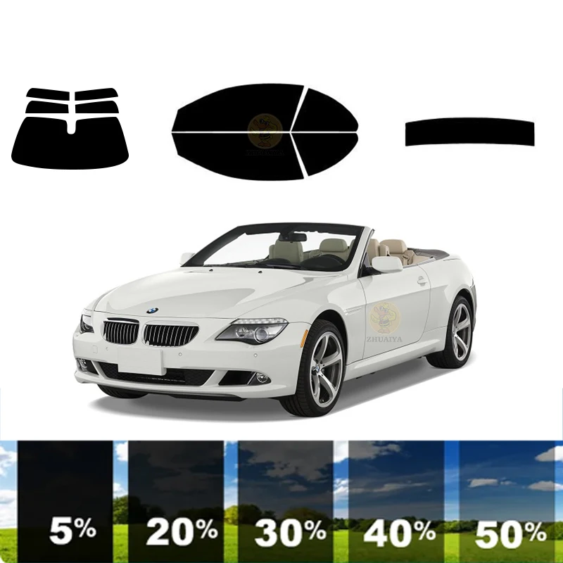 precut Removable Window Tint Film For Car 100% UVR 5%-35%VLT Heat Insulation Carbon ﻿For BMW 6 SERIES 2 DR CONVERTIBLE 2004-2011