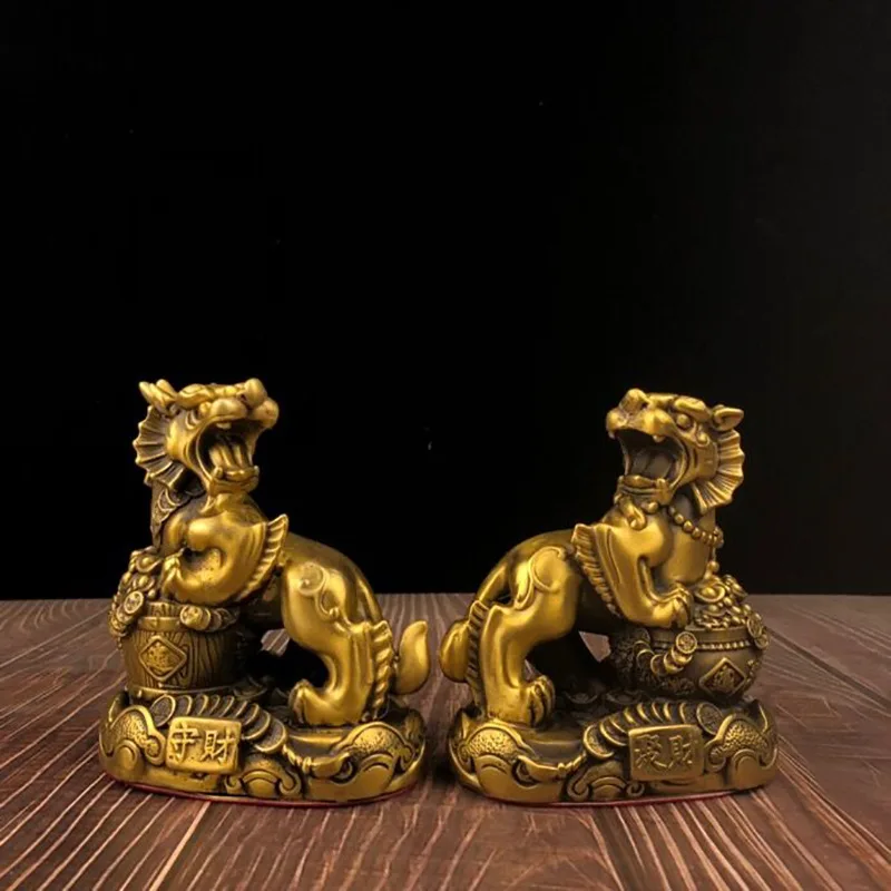 Exquisitely Crafted Home Living Room Ornament, Brass Wealth-Gathering and Fortune-Protecting Pixiu Treasure Basin De