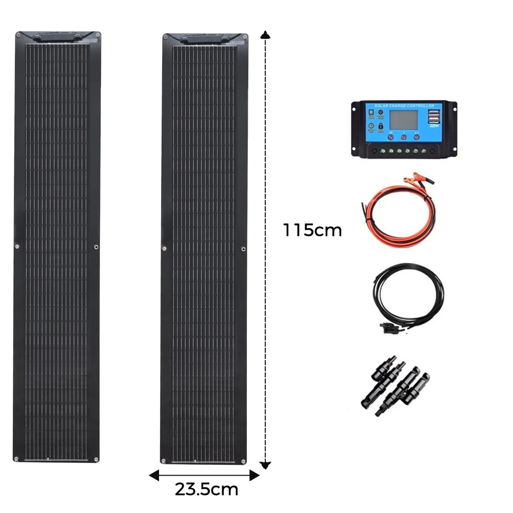100W 50W Solar Panel Flexible 12V Battery Charger Photovoltaic Panel with Controller, For Camper Boat RV Home Balcony