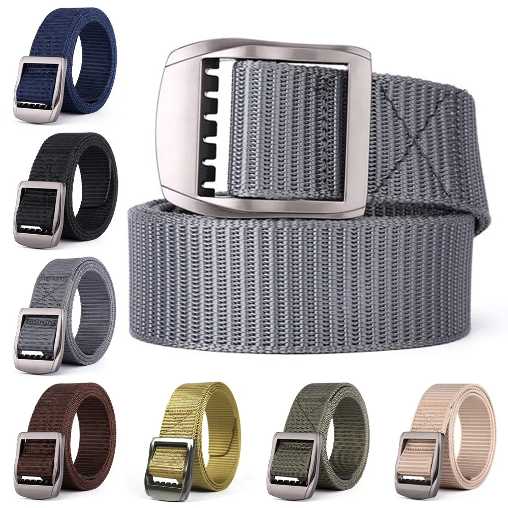 حزام قماش رجالي متعدد الوظائف يسمح بمرور الهواء مع إبزيم تلقائي وحزام بإبزيم سريع التحرير وحزام سميك من النايلون للجنسين #2