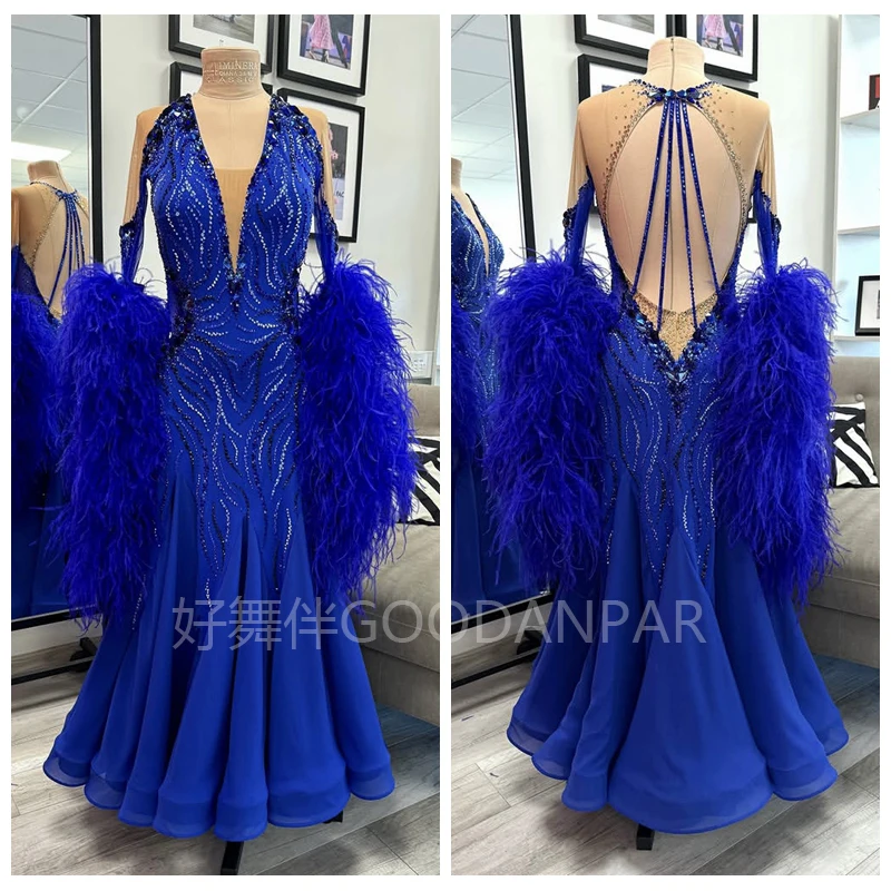 

Modern dress Waltz Tango Ballroom Dance costumes standard dance Dancing Clothing dress Performance Costum royal blue