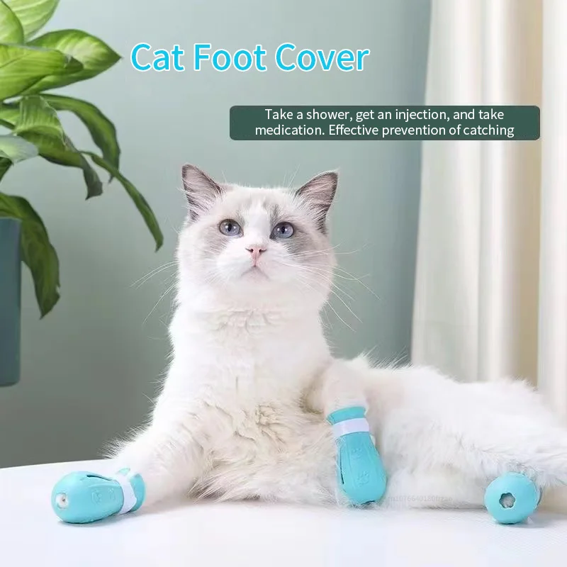 Cat Claw Protector Bath Anti-Scratch Cat Shoes For Cat Adjustable Pet Bath Wash Boots Cat Paw Nail Cover Pet Grooming Supplies