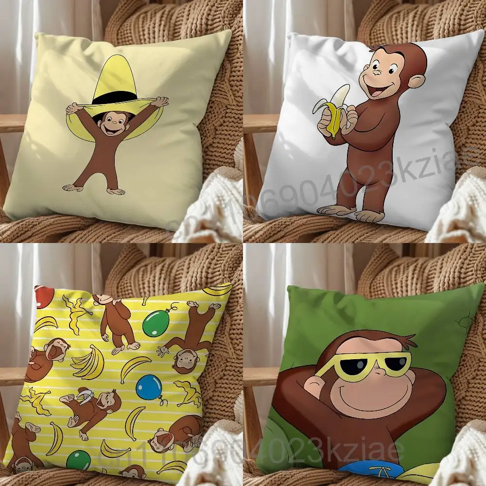 furry monkey on the internet Curious George Cushion Cover Suitable For Sofa Car Bedroom Office Cushions Decorative Pillow Case