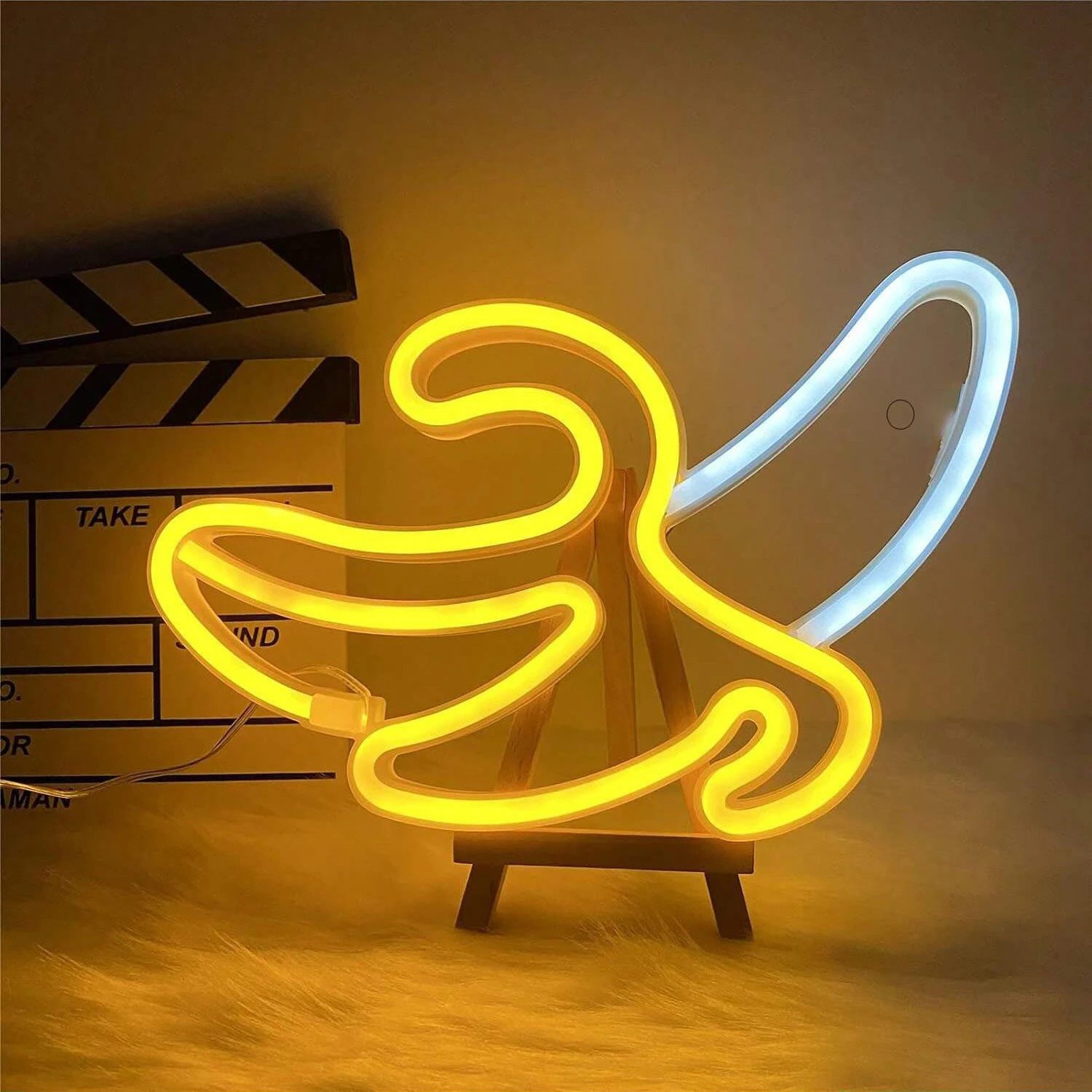 Banana Neon Night Light LED Neon Sign Table Decor Battery Powered Creative Lighting Light for Home Nursery Bedroom Party Summer