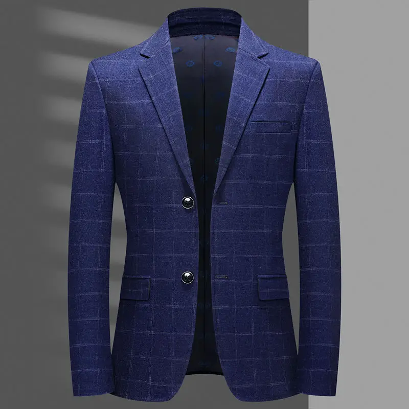 3-A97  Middle-aged and elderly large size suits casual suits men new two-button plaidripes high-end men's suit jacket