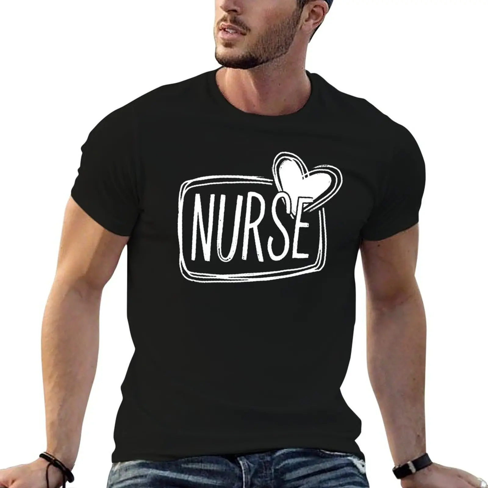

Футболка со значком в виде сердца медсестры, футболки с круглым вырезом и рисунком, забавные футболки для отдыха, европейский размер