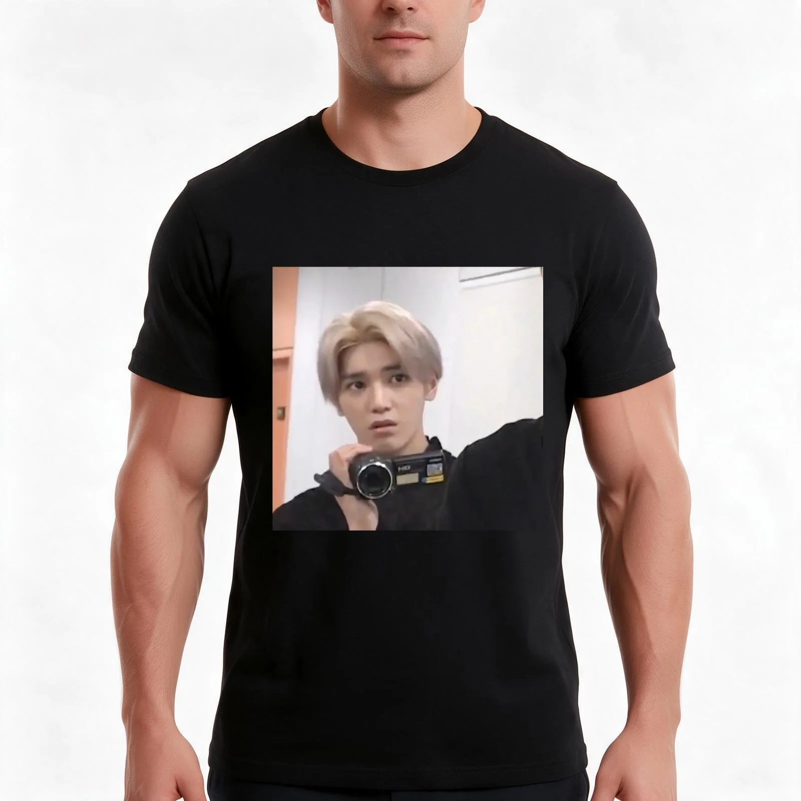 taeyong caught in 4k meme T-Shirt, Summer Casual Cotton Tee, Oversized Streetwear Tops, Vintage Graphic Print, Unisex Men Women