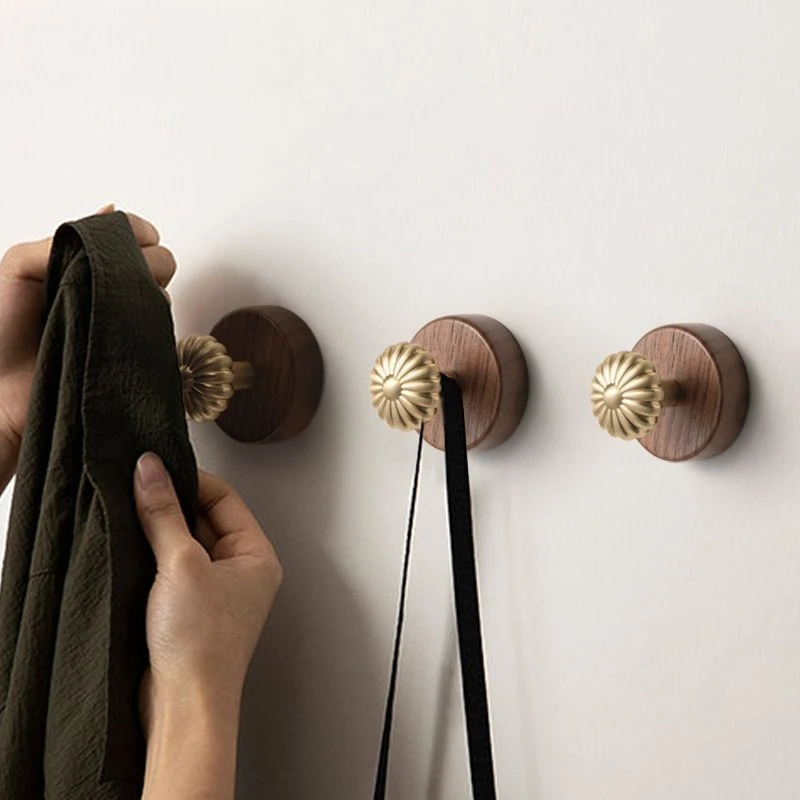 Walnut Wood Metal Coat Hook Wall-hanging Living Room Decoration Modern Door Back Coat Hook Background Wall Decoration