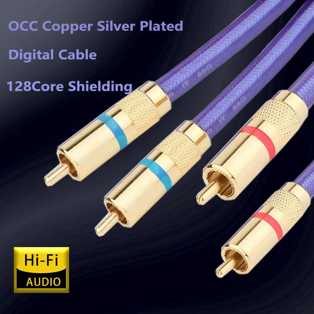 

Hifi RCA Cable OCC Silver-plate 50 Ohm IT 65G RCA Interconnect Cable Gold Plated RCA to RCA Plug Audio Cable for Amplifner