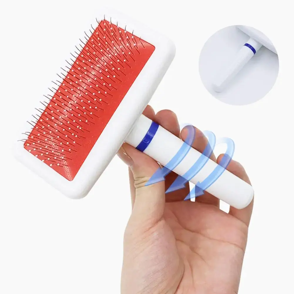 Dog Brush Stainless Steel Dogs Combs Massage Dog Grooming Cleaning Brush Remover Hair Comb Brush Soft Tools Pet Han V5u4