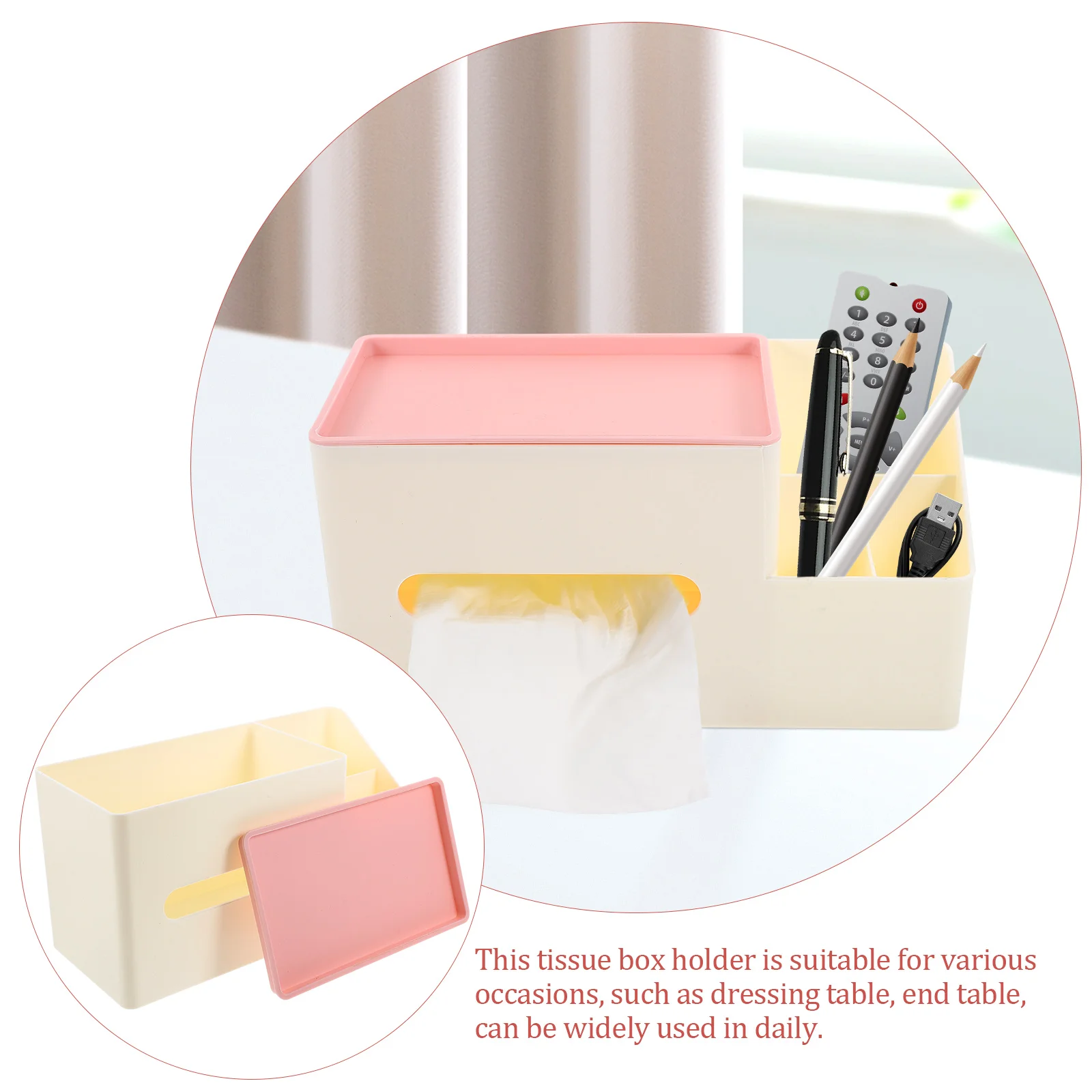 

Tissue Box Cover Holder Side Organizer Standard Size Tissues Napkin Case Desktop Living Room Bedroom Car Decor