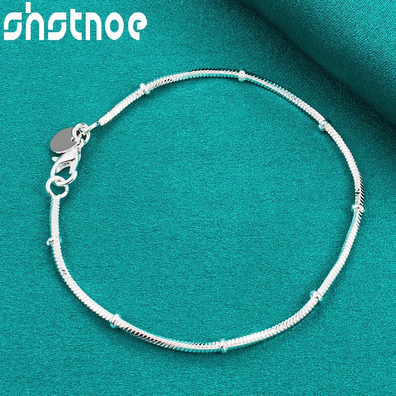 SHSTONE 925 Sterling Silver 1.7mm Snake Chain Bracelets Bamboo Joint Bangle For Women Birthday Party Wedding Charm Jewelry Gifts