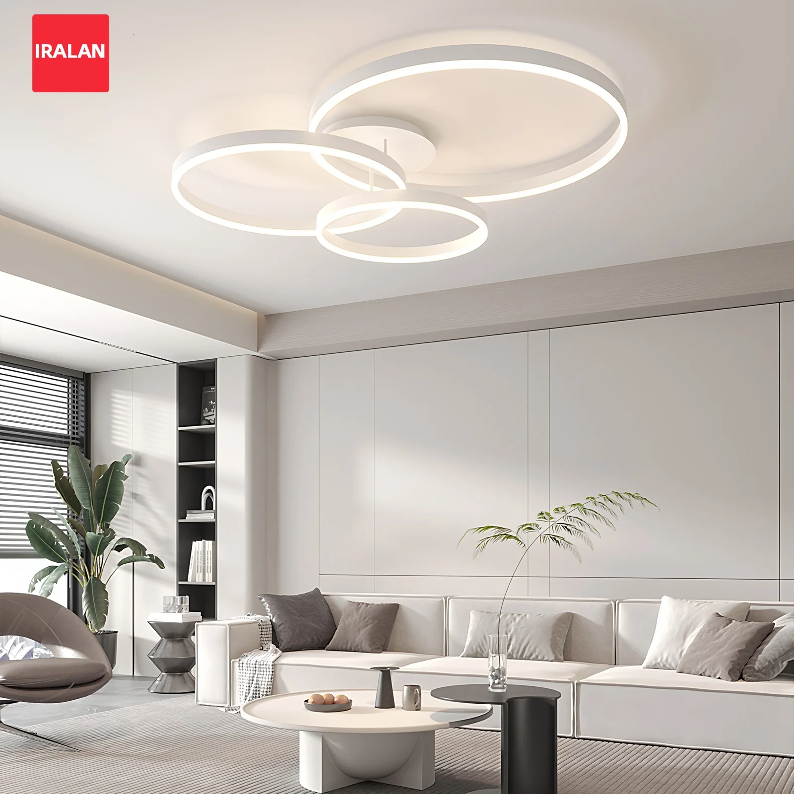 

IRALAN Ceiling Chandelier Simple 3-circle Ring LED Ceiling Pendant Lamp Intelligent Remote Control App Dimming Decor Lighting