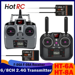 HotRC-Controle Remoto PWM Transmissor com Receptor, Sistema de Rádio para RC Model Aircraft Vehicles, Ship Toy, 6CH, 8CH, 2.4G, HT-6A, HT-8A