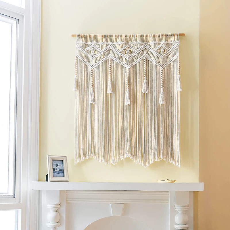 Bohemian Handwoven Tapestry Home Decor Wall Hanging Room Bedside Pendant New Style Tassel Hanging Cloth Geometric Pattern Rec...