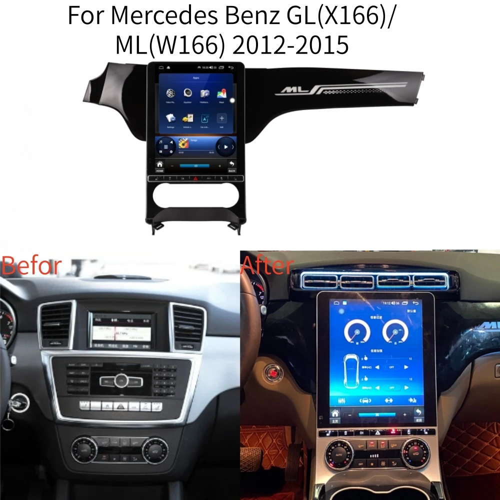 Vertical Screen Android 14 For Mercedes Benz ML 2012-2015 Car Radio Multimedia Player Auto Radio Stereo GPS Head Unit Carplay