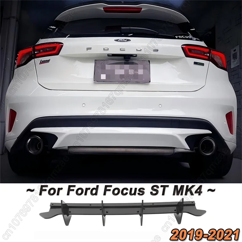 For Ford Focus ST MK4 Car Rear Bumper Splitter Lip Spoiler Diffuser Protector Guard Body Kits 2019-2021 Gloss Black Accessories