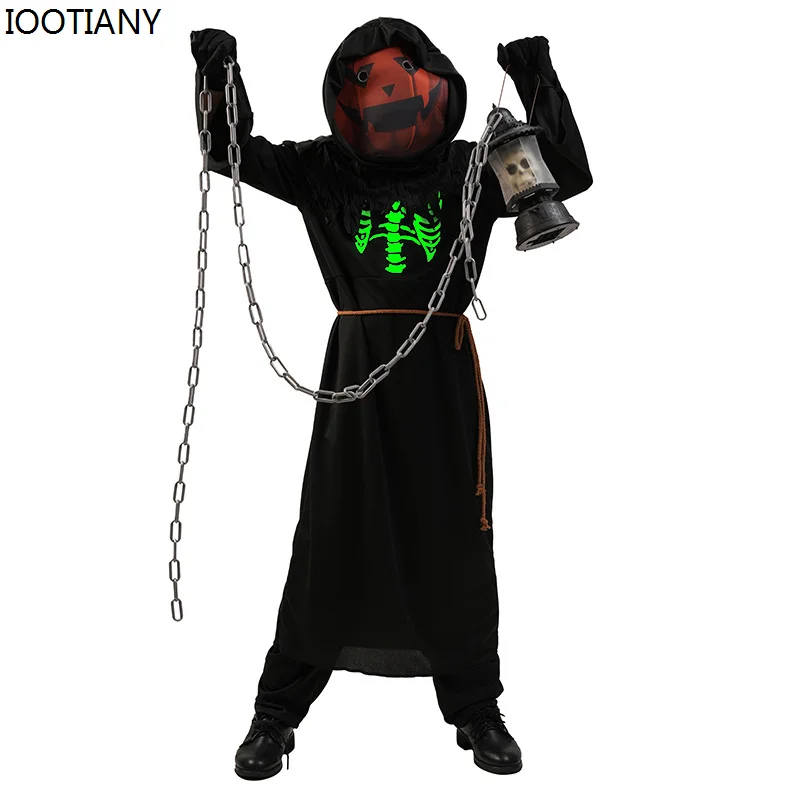 

CosplayHalloween Kids Luminous Pumpkin Messenger Cosplay Costumes Pumpkin Death Role Play Party Outfits Carnival Stage Showing D