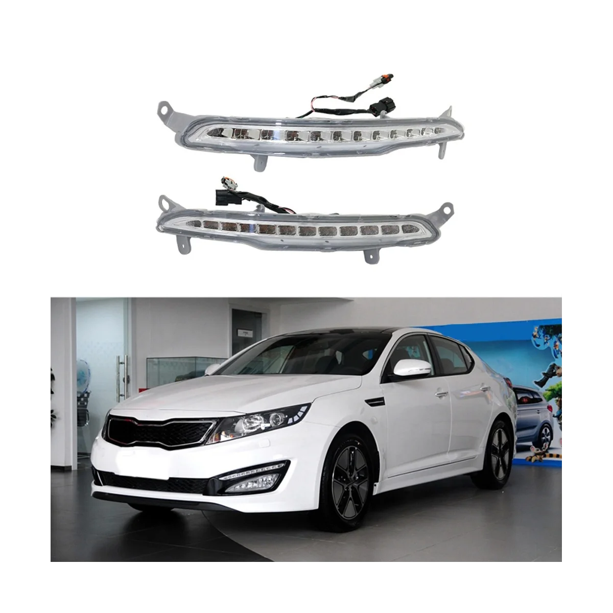 Car Front Left+Right Bumper LED Fog Light Daytime Running Light for KIA K5 Optima 2010-2014 922072T100 922082T100