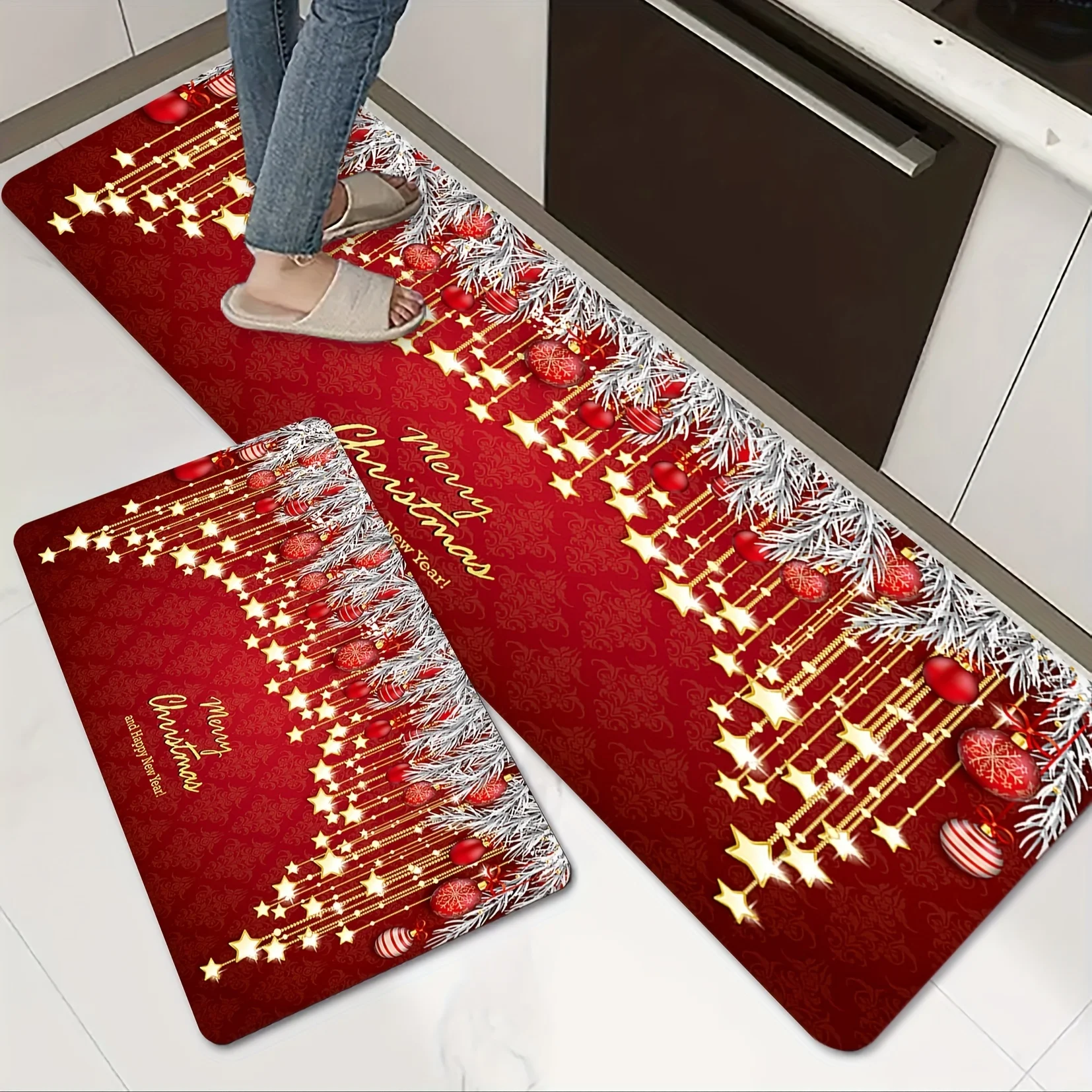 Christmas Entrance Doormat Decor Carpet for Living Room Kitchen Hallway Balcony Long Rugs Bedroom Non-slip Doormat Xmas Decor