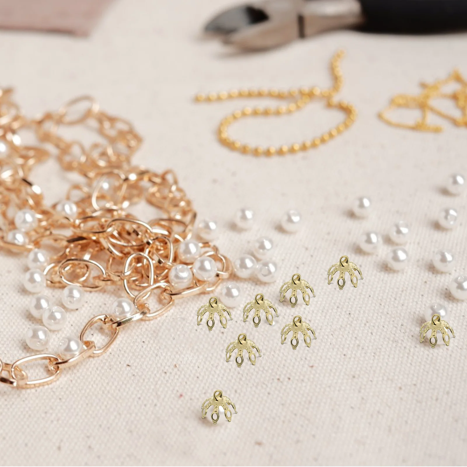 

200Pcs Pure Copper Floral Bead Caps 10mm Seven Petal Claw Design Jewelry End Caps for Handmade Necklace Bracelet Earrings