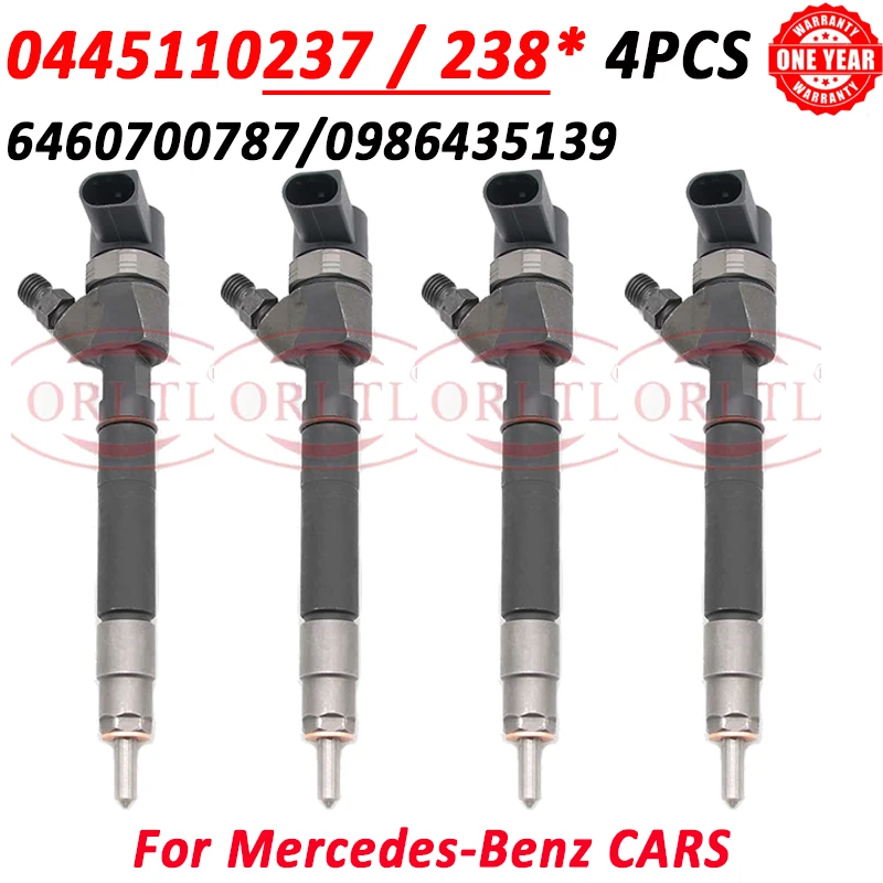 

4pcs 6460700787 New Diesel Fuel Injector 0445110237 Spray Nozzle 0445110238 for Mercedes Benz 0986435139 A6460700787