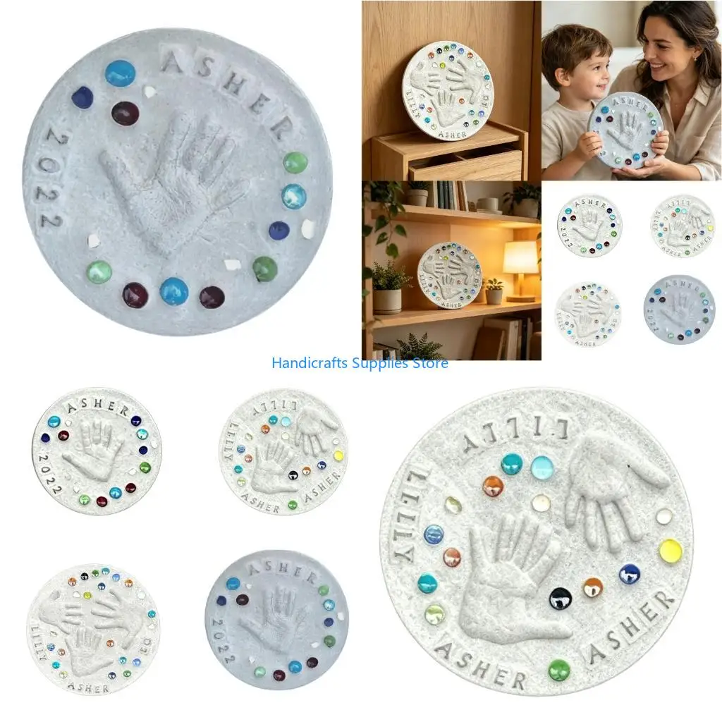 R1WA DIY Handprint Stepping Stone Set Safe Plasters Accessory For Family Fun Activity