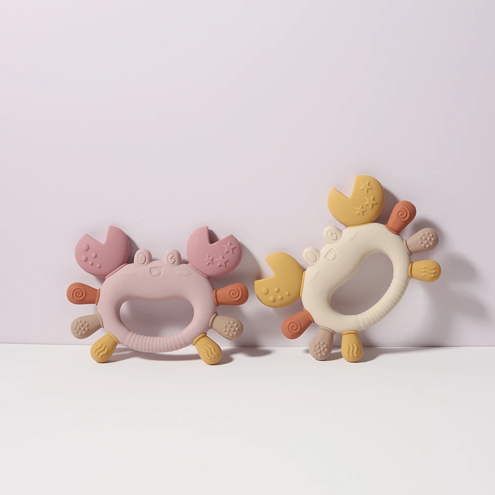 Crab-Shaped Baby Teether  Food-Grade Silicone Teething Toy  BPA-Free Chillable Infant Teether for Sore Gums 0-24 Months