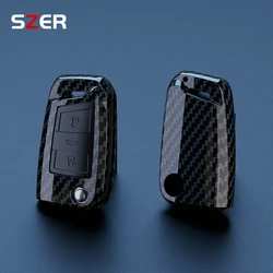 ABS Carbon Fiber Car Key Case Cover Fob For VW Volkswagen Golf 7 MK7 Tiguan MK2 For SEAT Ateca Leon FR 2 Ibiza For Skoda Octavia