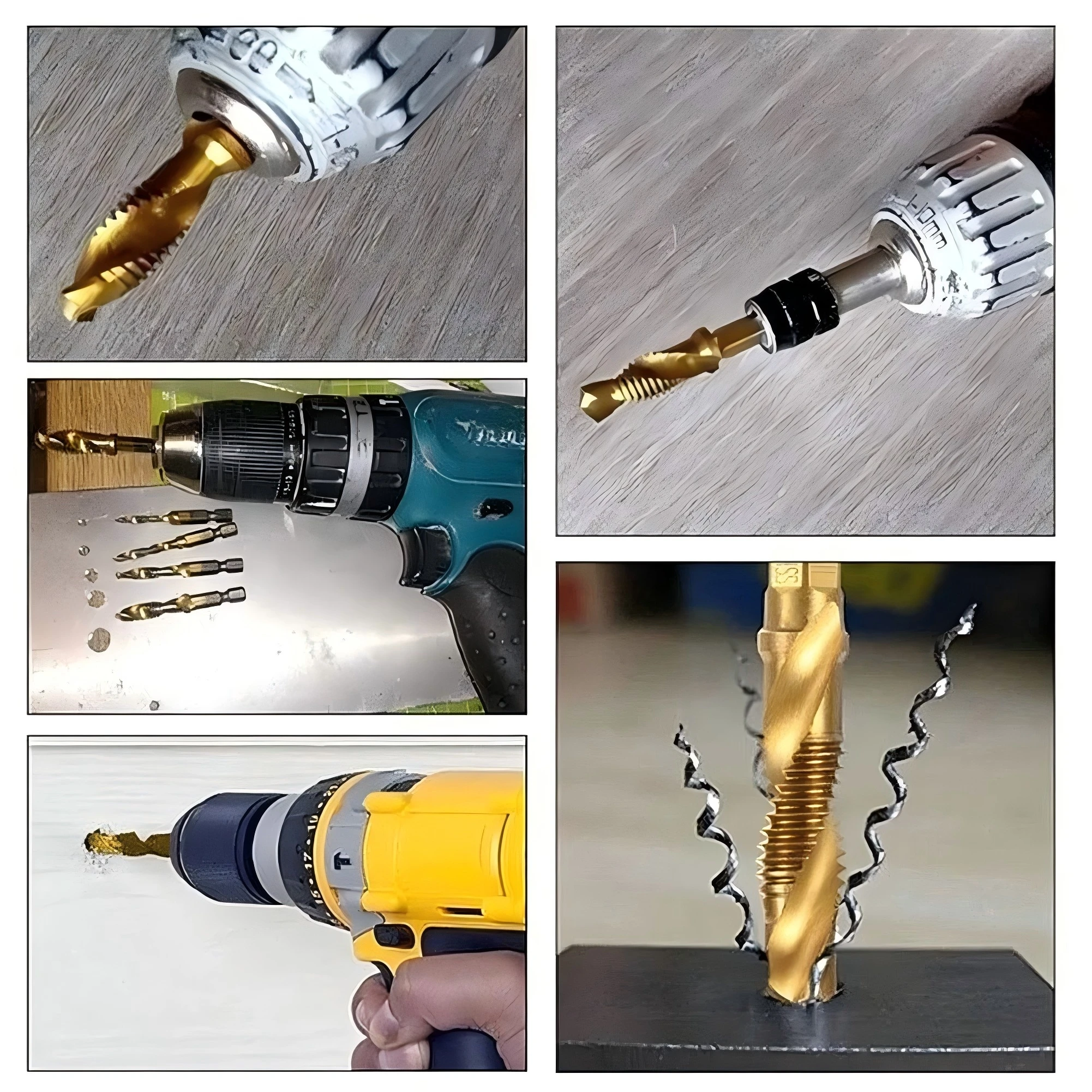 6Pcs Compound Tap Drill Bits Screw Thread Hex Shank Machine Titanium HSS Tap Bit Tool For Metal Steel Wood Plastic Drilling