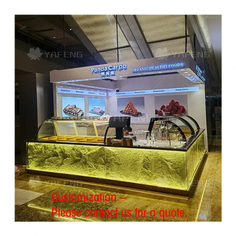 custom.Multi-Functional Modern Bakery Counter Display Rack Wood and Glass Candy & Popcorn Cabinet Versatile Popcorn Display