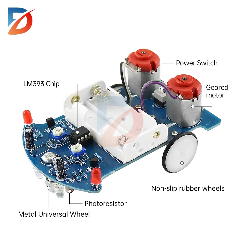 D2-5 Smart Cart DIY Kit LM393 Chip Automatically Tracking Patrol Car DIY Welding Experiment Teaching Practice Kit