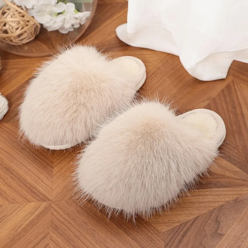 Fashion Soft Cotton Slippers Warm Plush Lining Anti Slip House Shoes for Bedroom Household Cold Weather Wear