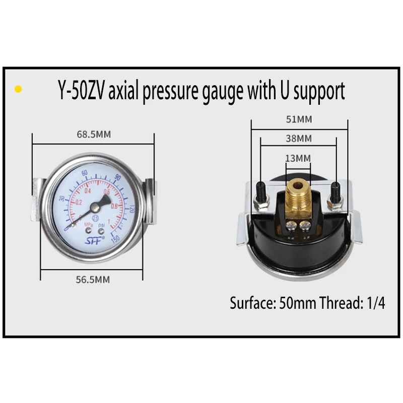 Pneumatisches Luftdruck-Y-40 50 60ZU Axial-SFF-Manometer mit Halterungsmontage – Detail 4