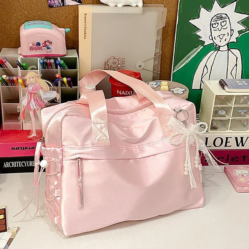 

HAEX Ballet Style Women Tote Bags 2025 Pearlescent Elegant Large Capacity Commute Bolso Mujer Ladies Beading Bow Shoulder Bag