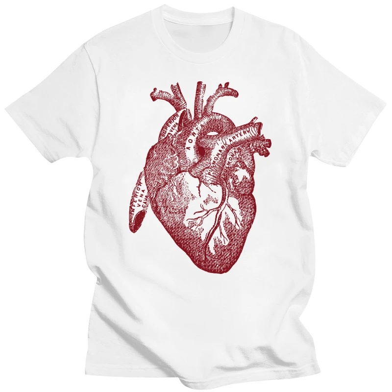 Print Tee Men Short Sleeve Clothing Big Heart Anatomy Anatomical Illustration Drawing Art Unique T-Shirtcustom T Shirts