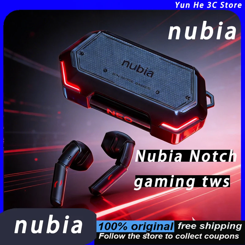 

Беспроводные TWS-наушники Nubia Semi-In-Ear, игровые, Bluetooth 5.4, 40 часов автономной работы, эргономичный дизайн, новая модель 2025 года, технологичный стиль