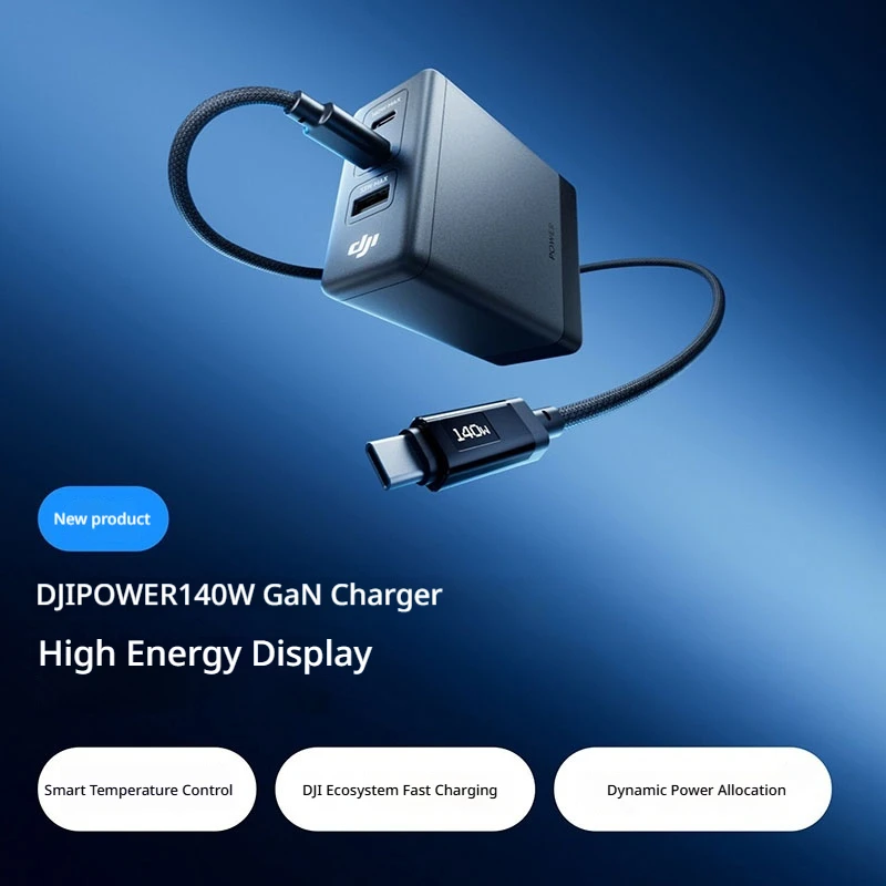 DJI Power 140W GaN Charger Multi Port Fast Charging Compatible With Multiple Devices Intelligent With Display For Phone Laptop