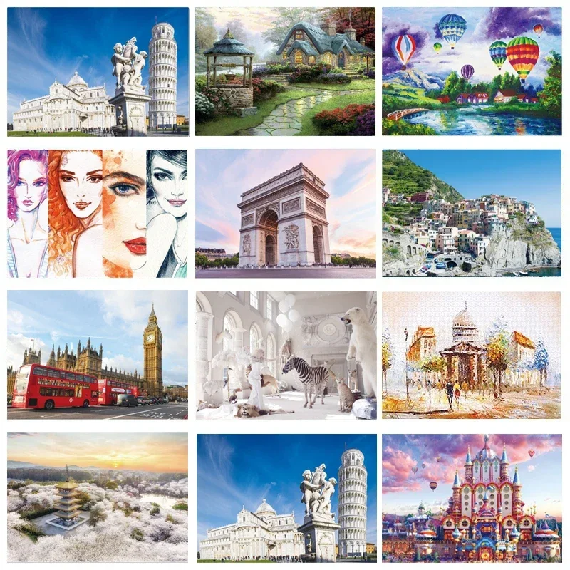 70*50cm 1000PCS Paper Jigsaw Puzzle Landscape Series Beautiful Oil Painting Architectural Series Puzzle Home Decaoration Gifts