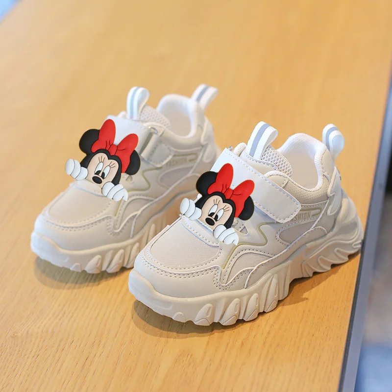 

Новая весенне-осенняя обувь с Микки Маусом для малышей, повседневная детская обувь на мягкой подошве для девочек, нескользящая детская спортивная обувь для мальчиков, disney