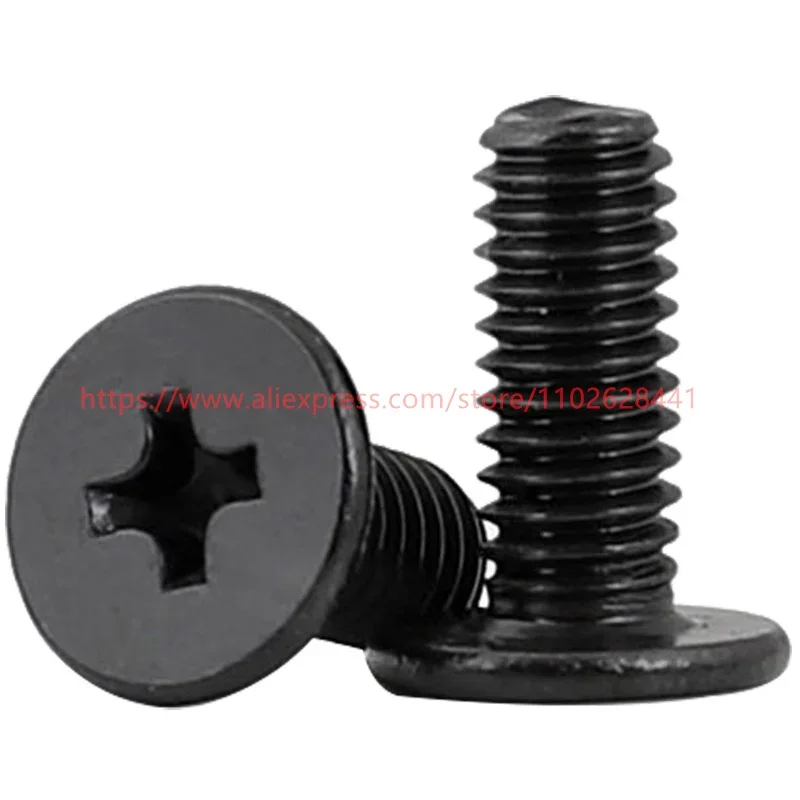 M1.2 M1.4 M1.6 M2 M2.5 M3 M4 M5 M6 Black Carbon Steel Cross Phillips Ultra Thin Flat Wafer Head Screw Bolt Laptop