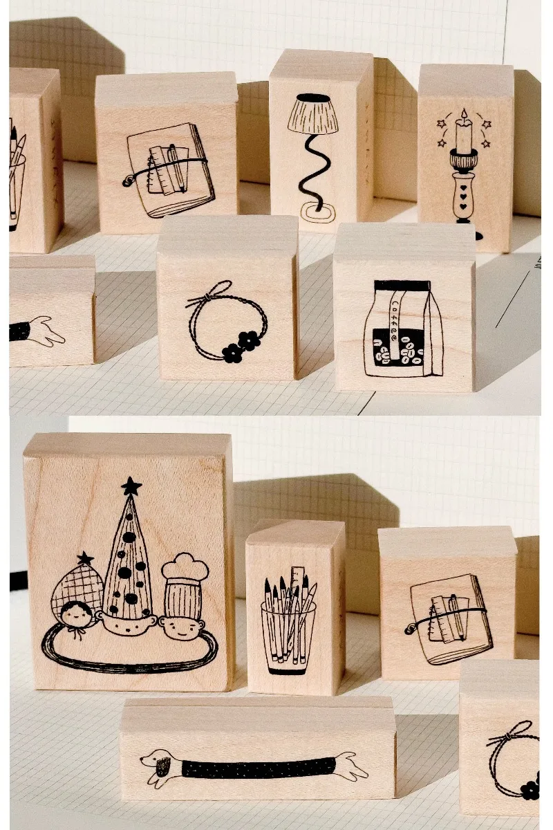 Set de Sellos de Goma con Diseño de Chica Leyendo, Lámpara, Perro, Madera, para Manualidades, Álbumes de Fotos, Tarjetas, Sellos de Madera