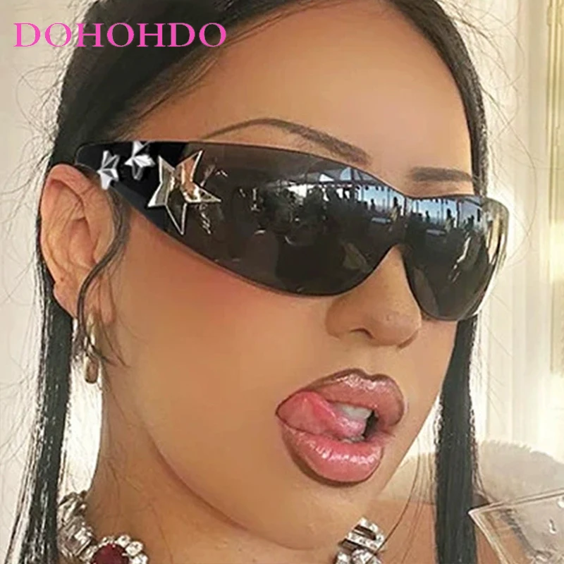 

Fashion Y2K One - Piece Punk Rimless Star Women Sunglasses Luxury Design Men Sunglass Summer Travel Party Eyewear UV400 Lentes