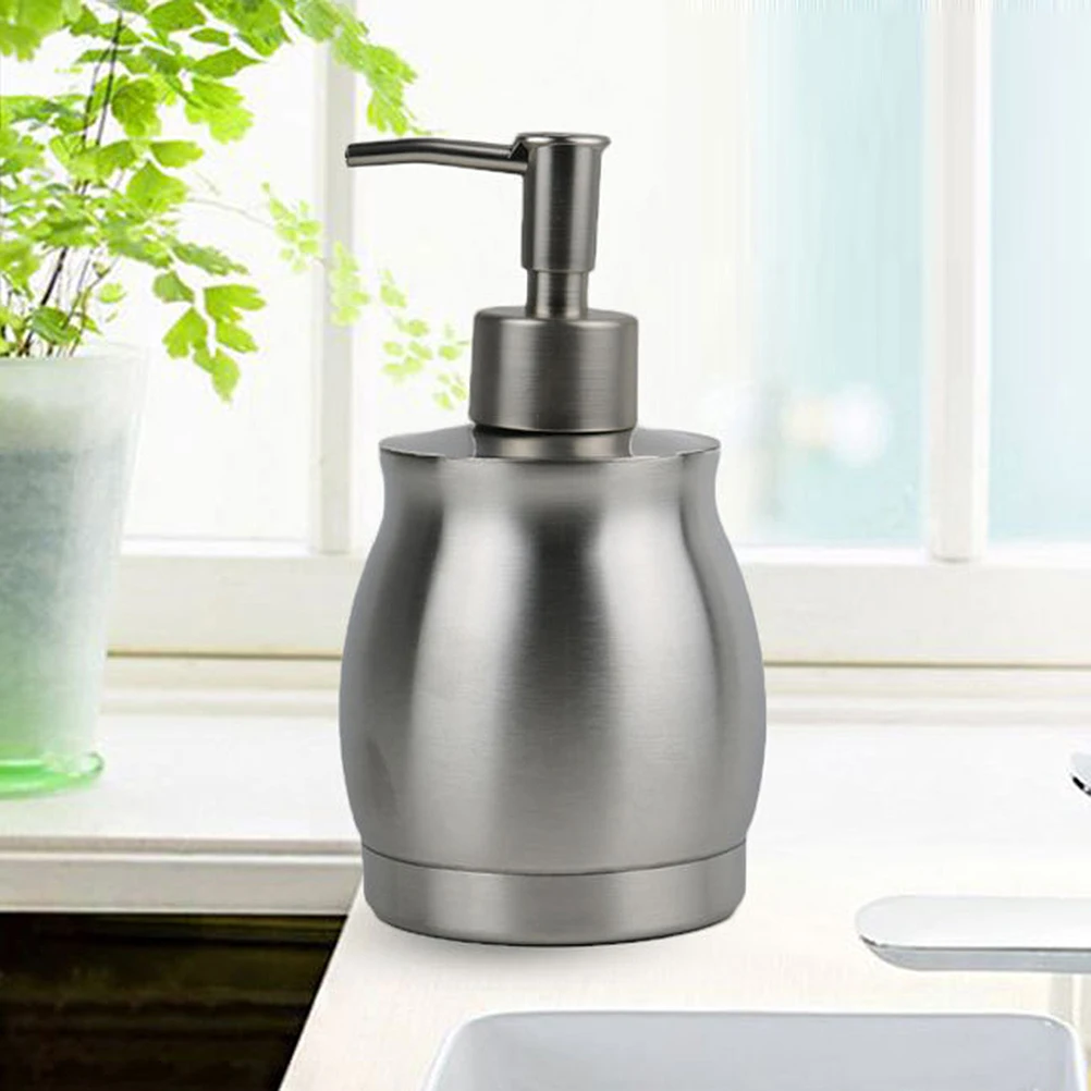 

390 ML Pump Bottle Dispenser Stainless Steel Lotion Bathroom Shower Dispensers Type Dishwashing Liquid Body Hand Soap Silver