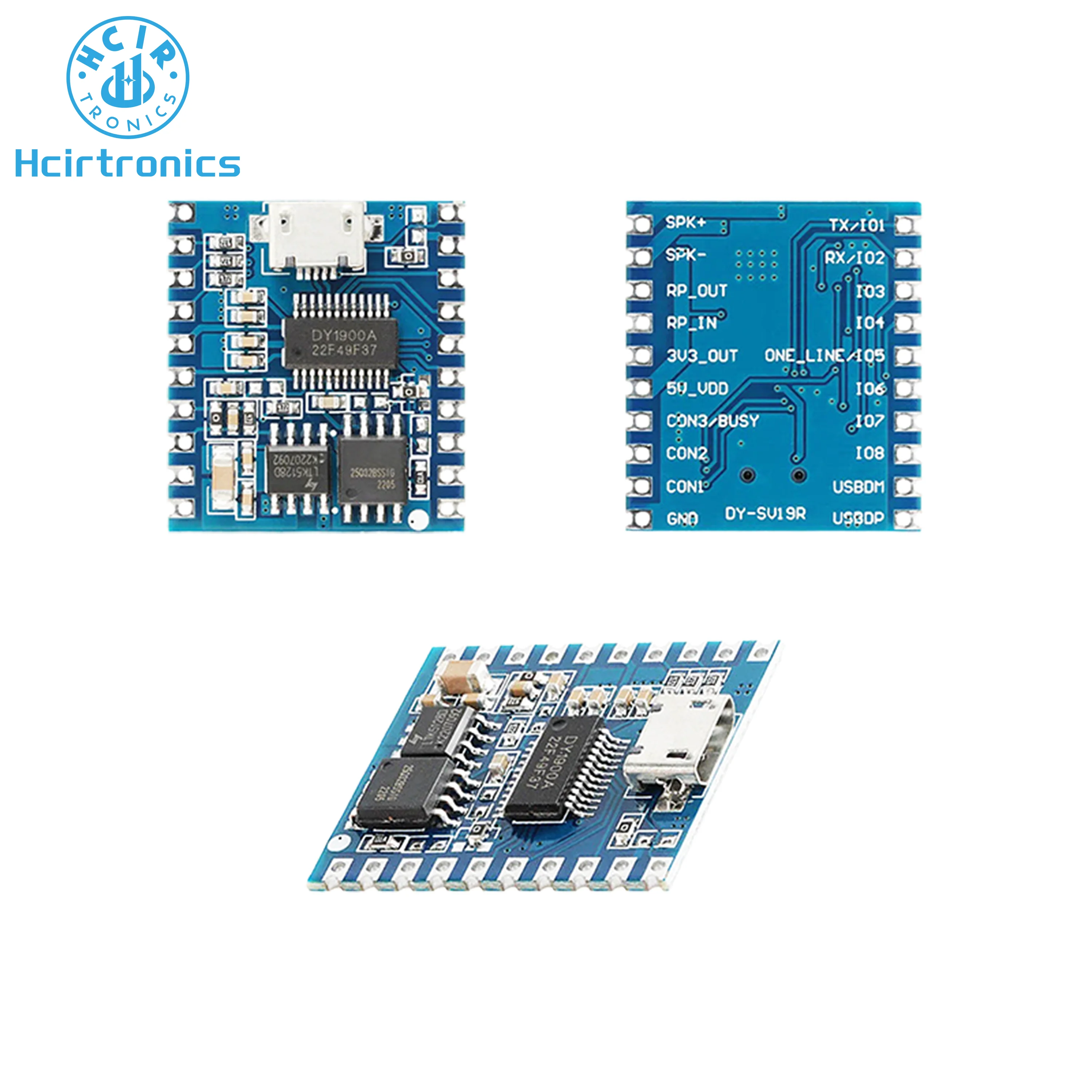 DY-SV19R Voice Playback Module MP3 Voice Module WAV Decoding 32Bit IO Trigger UART Control Storage Audio USB Download Flash