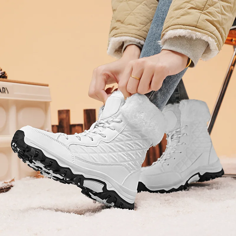 

2026 Sporty Casual Big Size Womens Snow Boots Outdoor Travel High Top Warm Cotton Mid Calf Winter Boots