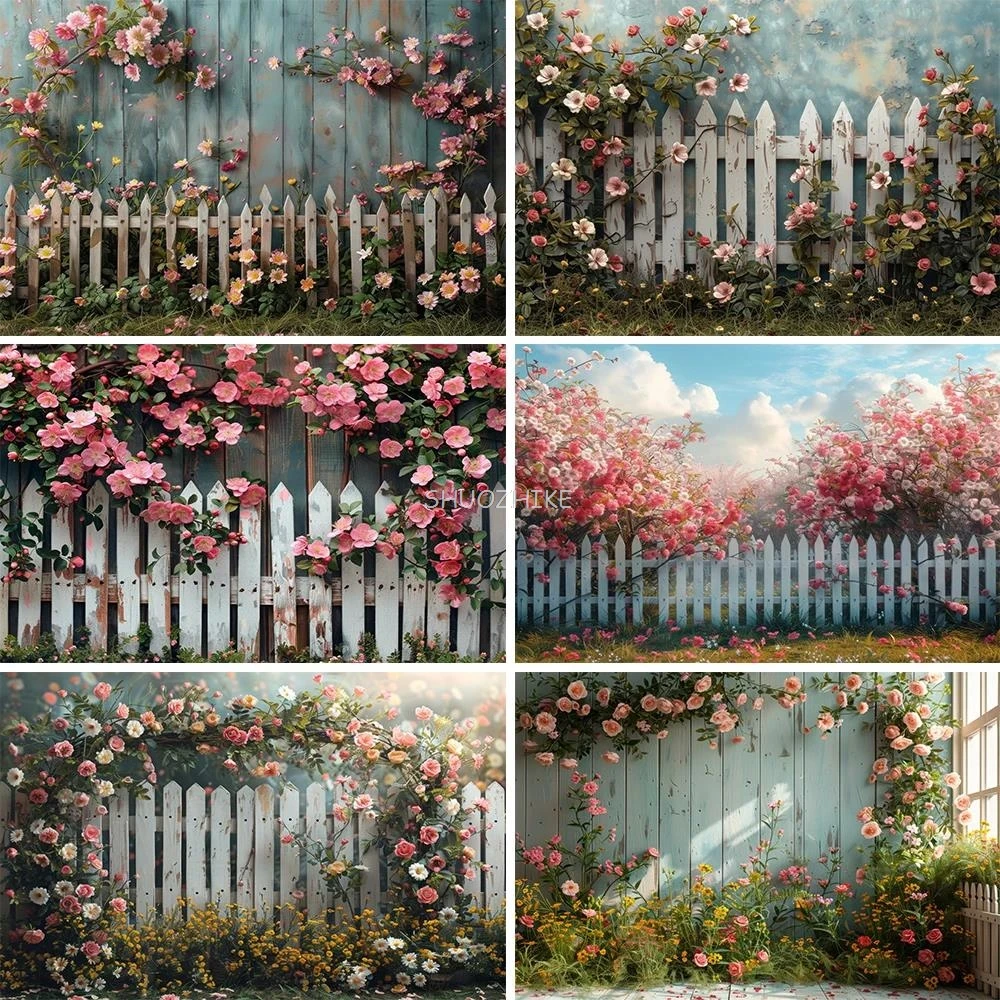 

Spring Garden Scenery Photography Backdrop Green Grass Floral Flower Wedding Bridal Shower Portrait Photocall Background