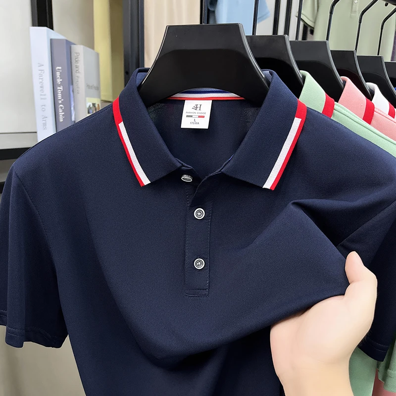 2026 hot selling fashion brand summer new short sleeve polo shirt with striped collar design exquisite men's comfortable T-shirt