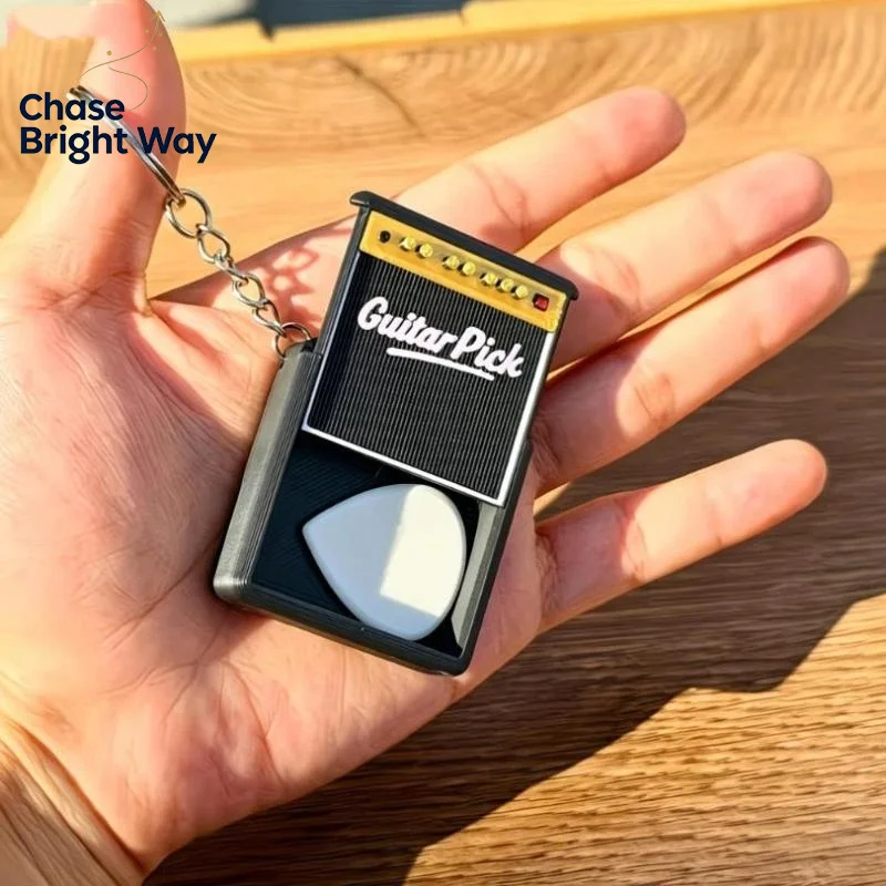 Compact Guitar Pick Holder Storage Box Keychain Fits 3 to 5 Picks Prevents Loss for Musicians Travelling