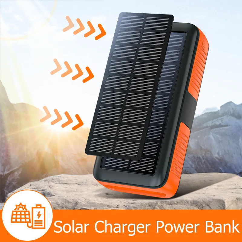 Hand Crank Solar Power Bank 30000mah External Battery Fast Charging Powerbank with Cable Light for iPhone Samsung Xiaomi Huawei